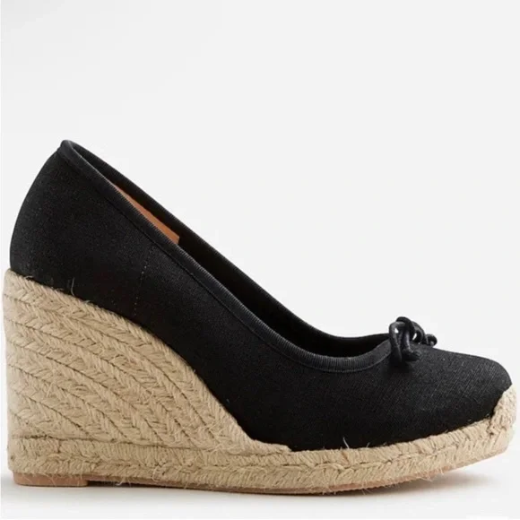New in box! J. Crew Black Seville Espadrille ballet Wedge sz 6 - Picture 2 of 4